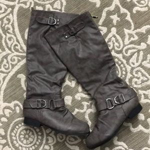 Gray Knee High Boots - Worn Once